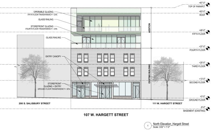 Rendering of additional floors being added to 107 West Hargett