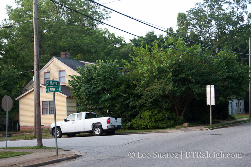 Corner of Lane and St. Mary's Street in June 2014, future site of 220 The Saint