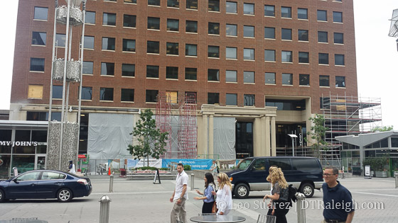 Bank of America Plaza renovation taking place.