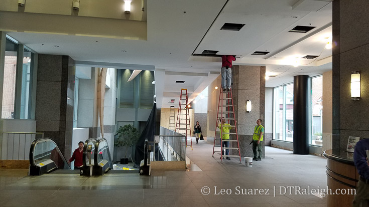 Renovation work in the lobby of Two Hannover Square