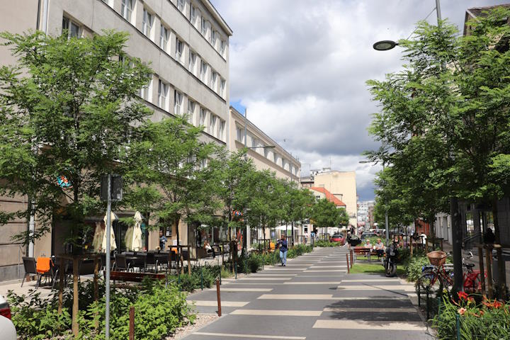 photo of a pedestrian-oriented street