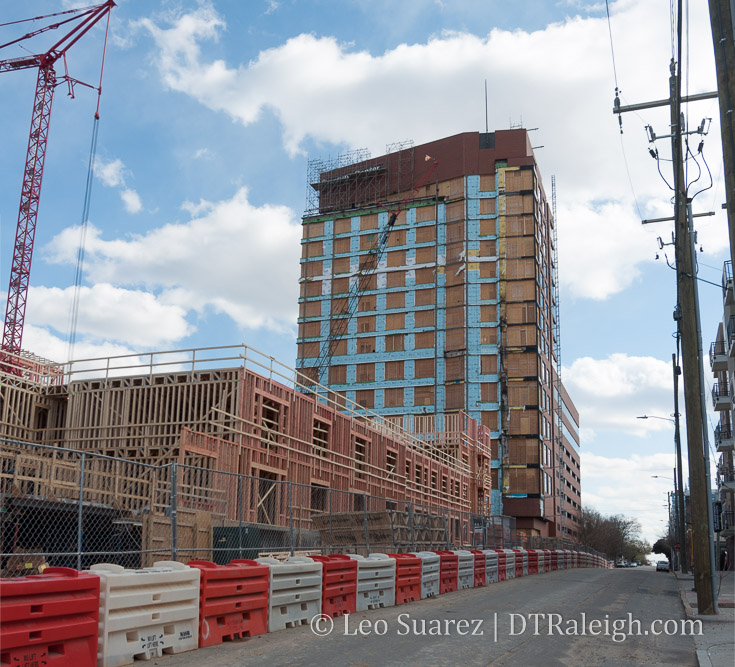 The Metropolitan Apartments under construction with the Quorum Center in the background. March 2018.