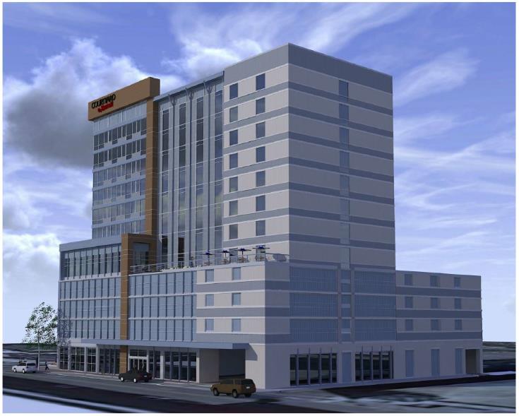 Rendering for downtown Raleigh Courtyard Marriot