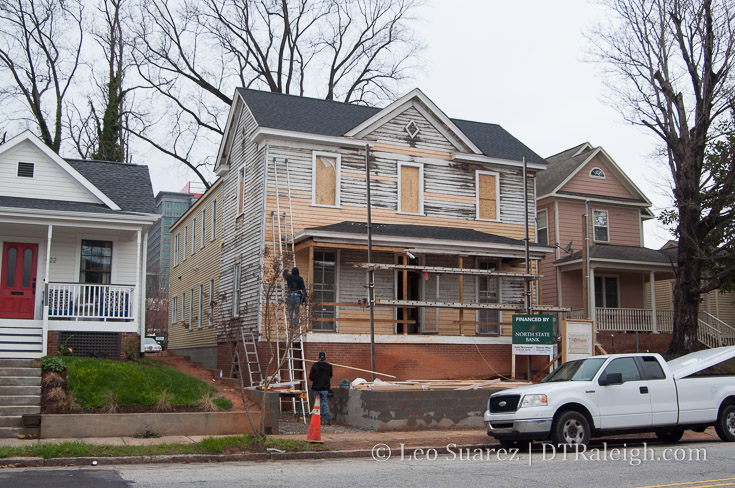 Renovation taking place at Guest House Raleigh on Bloodworth Street. March 2018.