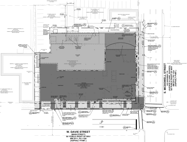 Site Plan sr-102-16 for Hilton Garden and Homewood Suites Downtown Raleigh