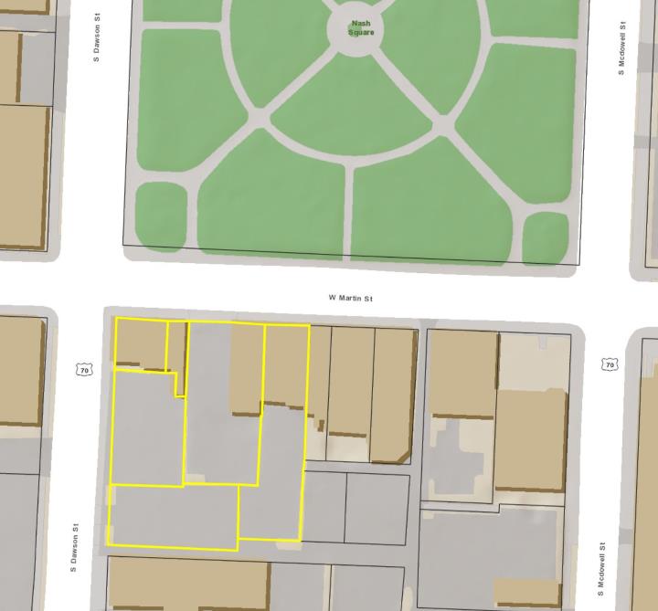 Properties involved in the development mapped. October 2018.