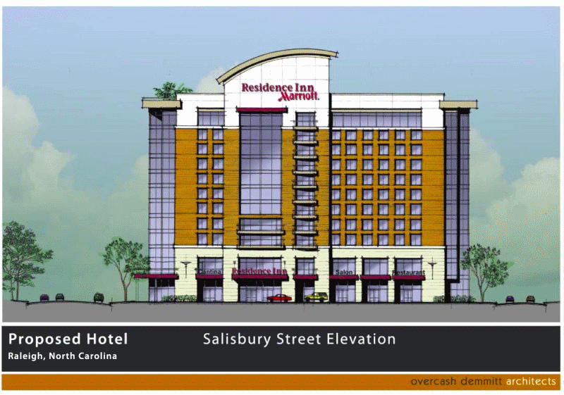 Rendering of the downtown Raleigh Marriott Residence Inn