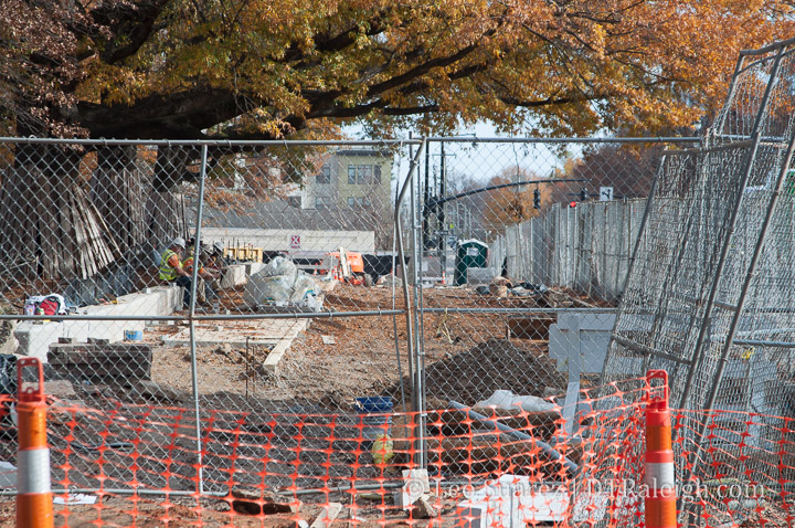 New sidewalks around Moore Square. December 2018.