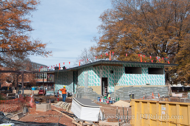 Moore Square cafe being constructed. December 2018.