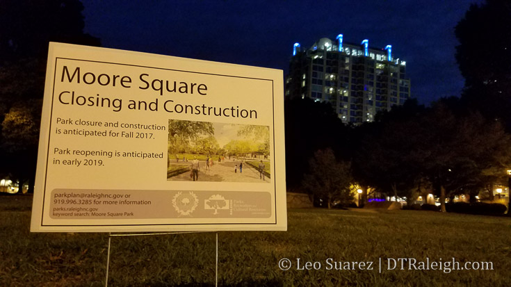 Closing notice for Moore Square