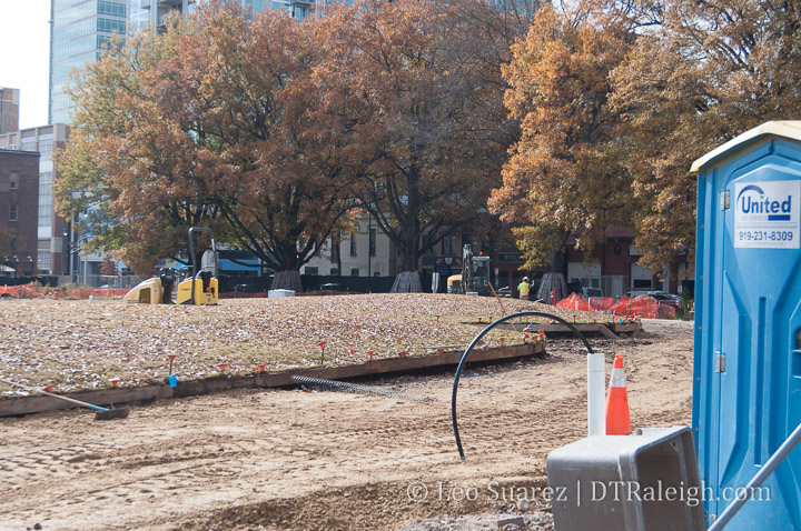 The Moore Square lawn under construction. December 2018.