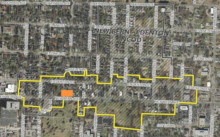 Map of New Bern-Edenton NCOD with townhome study area