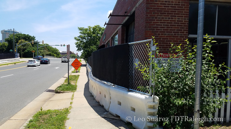 Construction fencing along Morgan Street