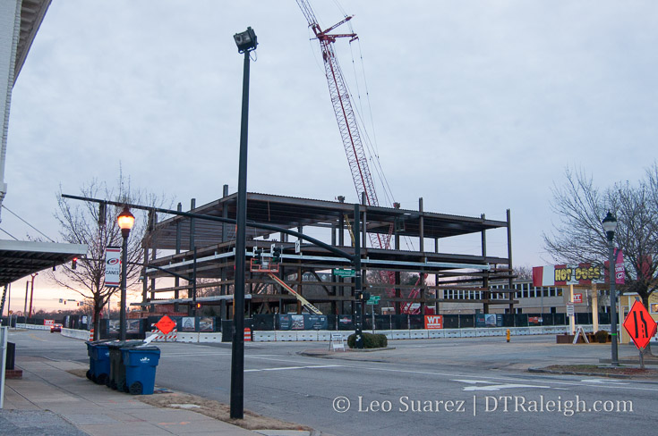 Steel rises at the site of One Glenwood. February 2018.