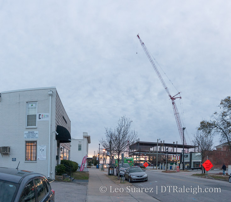 Steel rises at the site of One Glenwood. February 2018.