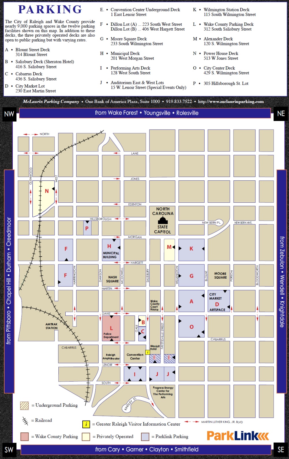 City of Raleigh Parklink Parking Map