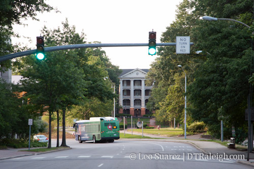 View of William Peace University down Wilmington Street.