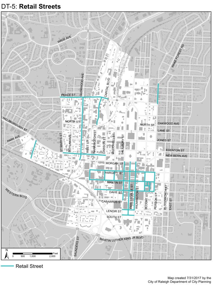 Retail Street maps of downtown Raleigh in the comprehensive plan