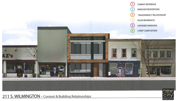 Rendering for new storefront at 211 South Wilmington