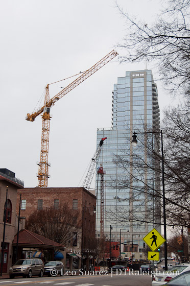 A crane towers over City Market.