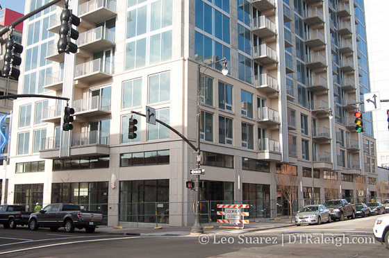 Skyhouse retail spaces at the corner of Blount and Martin Streets.