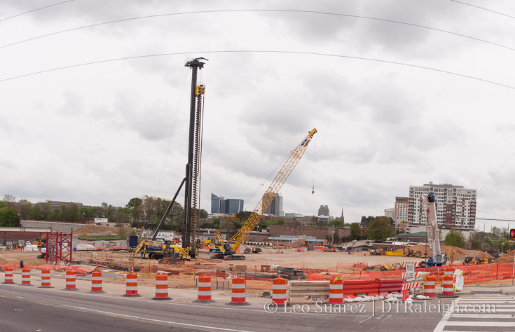 Construction along Peace Street. April 2018.