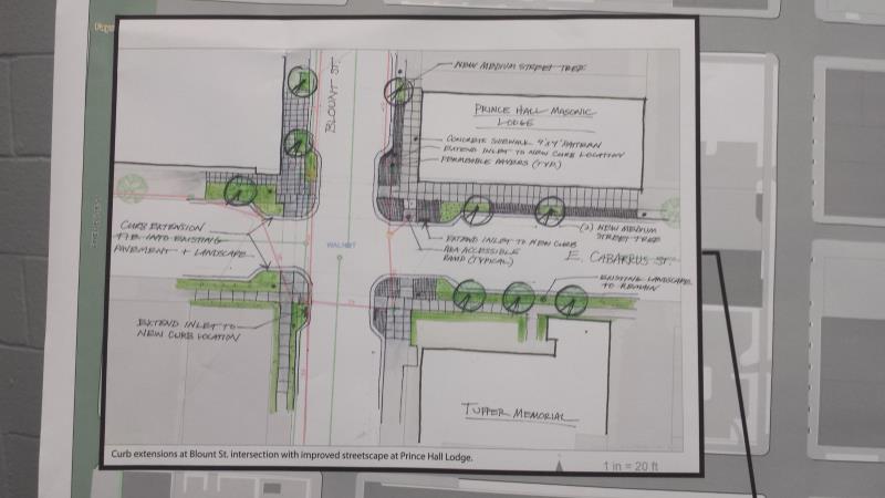 East Cabarrus Street - Proposed bump outs at Blount Street.