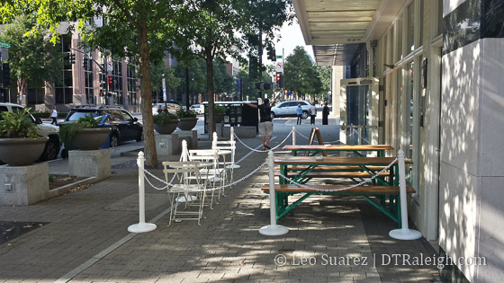 Sidewalk blocked in front of Anchor Bar