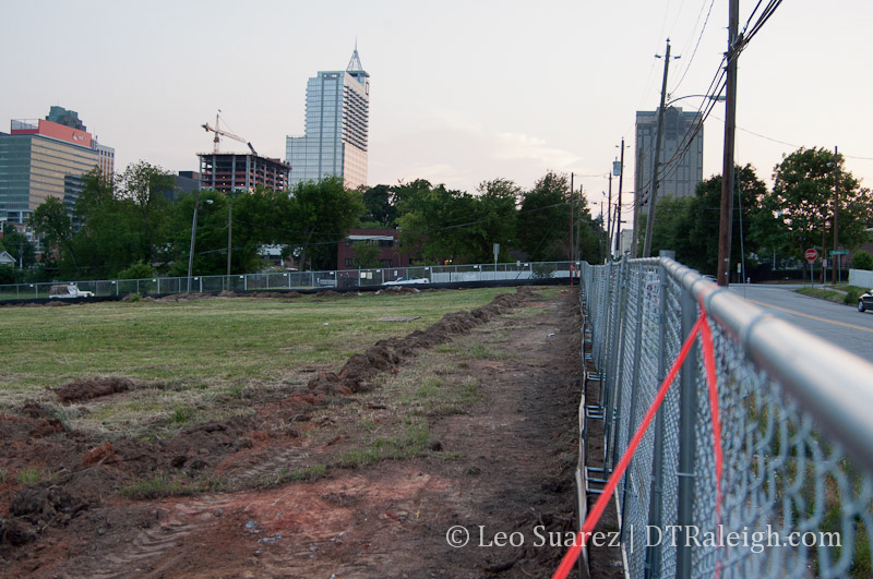 Construction fencing at the site of The Lincoln