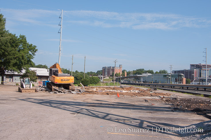 Demolition of the train station on Cabarrus Street. August 2018.