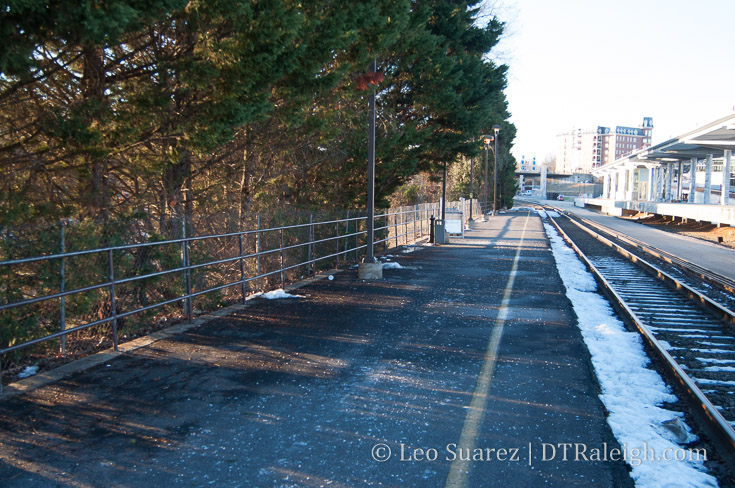 Platform waiting area of Raleigh Station. January 2018.