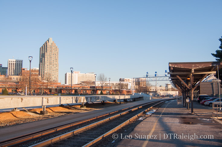 Platform waiting area of Raleigh Station. January 2018.