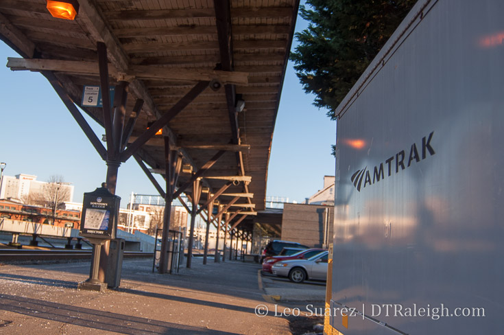 Platform waiting area of Raleigh Station. January 2018.