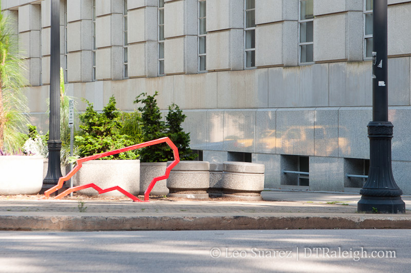 Bicycle rack along Wilmington Street near the State Capitol building.