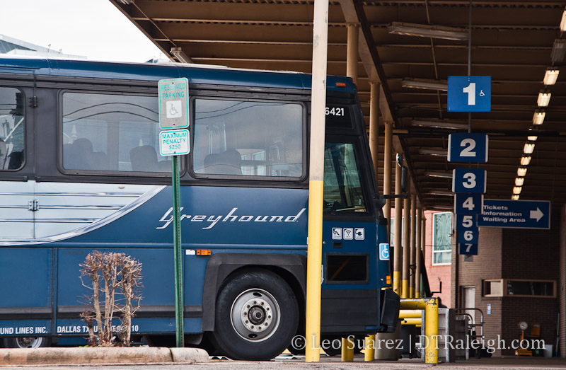 Greyhound Terminal on West Jones Street in downtown Raleigh