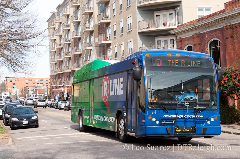 R-Line Bus in downtown Raleigh