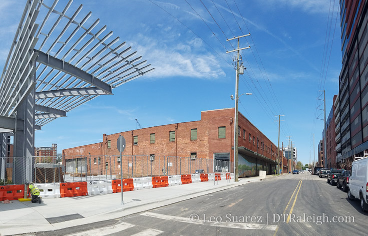 Raleigh Union Station civic plaza adjacent to future bus facility. West Street, April 2018.