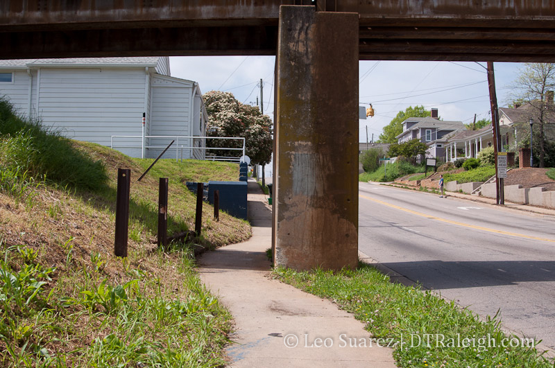 Sidewalk along Peace Street.