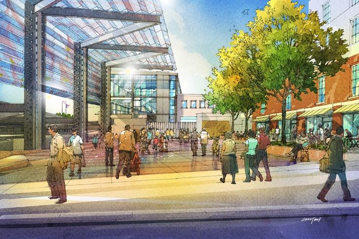 Rendering of Raleigh Union Station entrance plaza