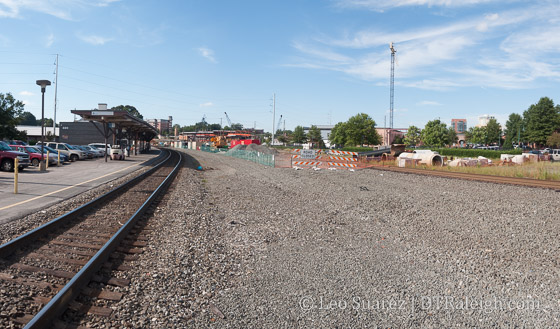 Track work taking pace around Raleigh Union Station.