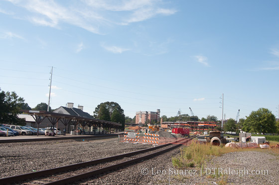 Track work taking pace around Raleigh Union Station.