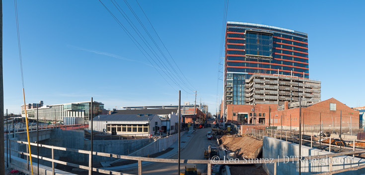 Looking at Raleigh Union Station and The Dillon over West Street