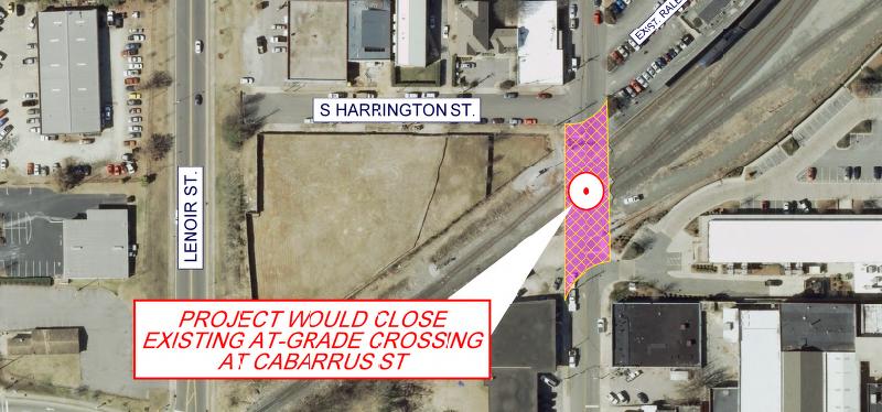 Closing of Cabarrus Street at the tracks.