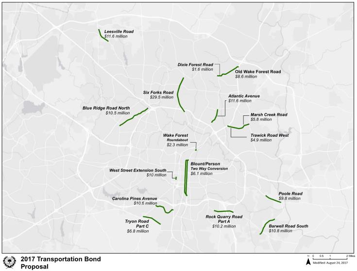 Map of projects as part of 2017 bond proposal.