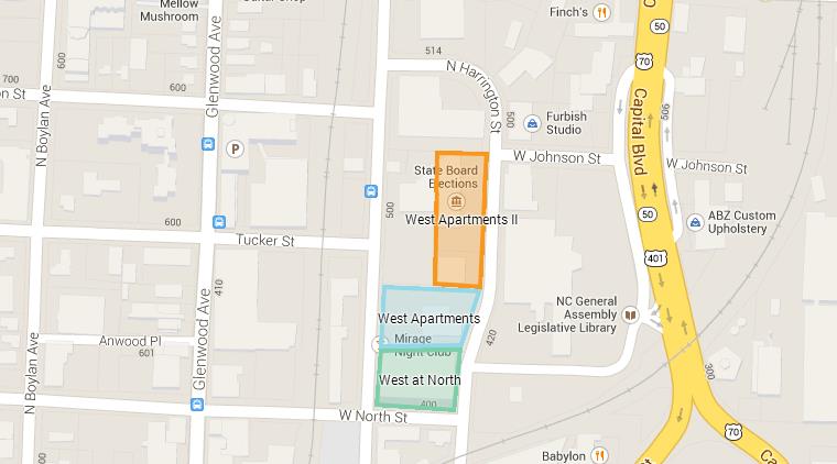 Map of the West Apartments sites